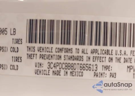 2013 Dodge Journey Sxt z USA, uszkodzony, nr VIN 3C4PDCBB8DT665613